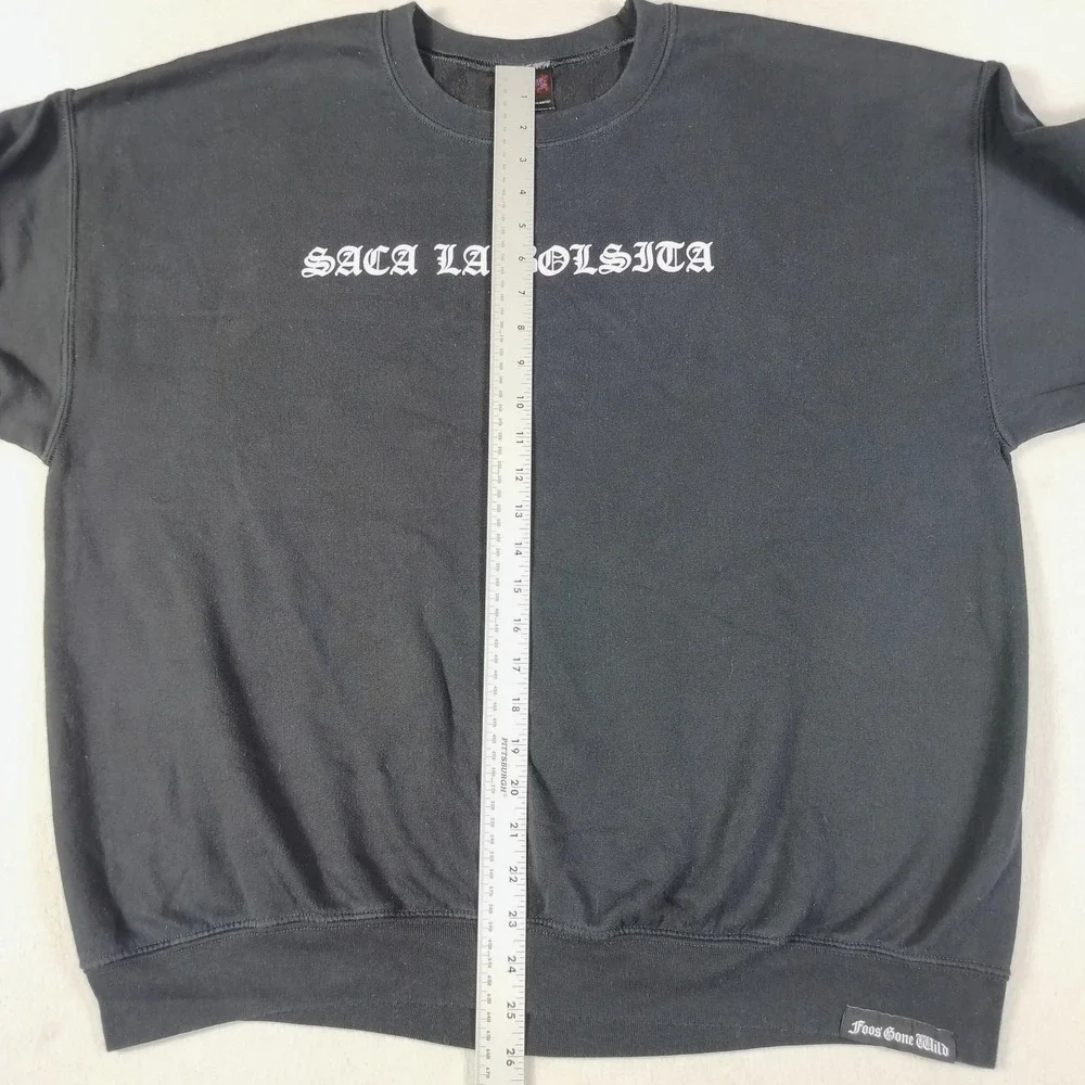 Foos Gone Wild Sweatshirt Mens XL Black Fleece Crewneck Saca La Bolsita Graphic